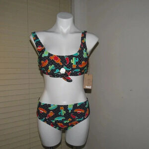 HOT COALS 2-piece Navy White Print Swim Set Size Large